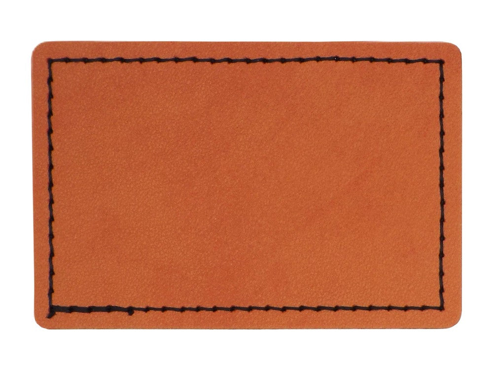 Kunstlederpatch Form 1, mit echter Naht, zum Heißkleben, ideal für Taschen, Jacken, Mützen, Schultaschen etc., dauerhafte Lasergravur möglich