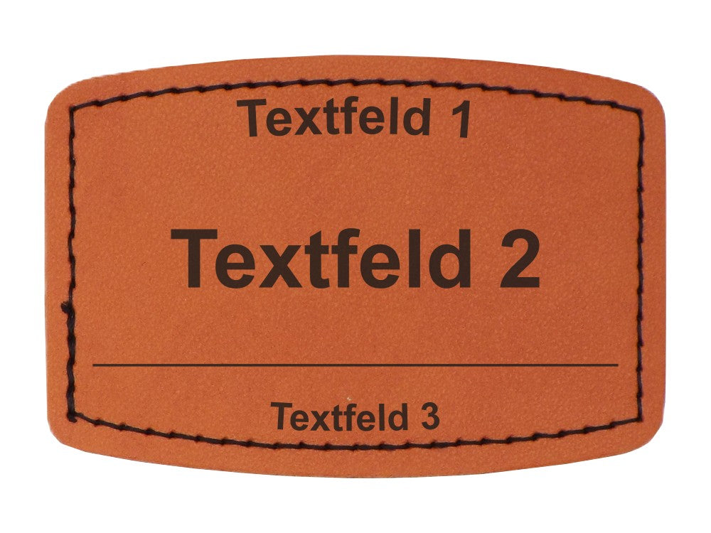 Kunstlederpatch Form 2, mit echter Naht, zum Heißkleben, ideal für Taschen, Jacken, Mützen, Schultaschen etc., dauerhafte Lasergravur möglich