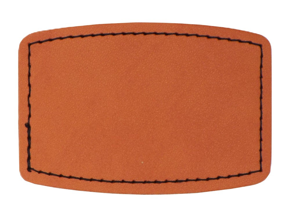 Kunstlederpatch Form 2, mit echter Naht, zum Heißkleben, ideal für Taschen, Jacken, Mützen, Schultaschen etc., dauerhafte Lasergravur möglich