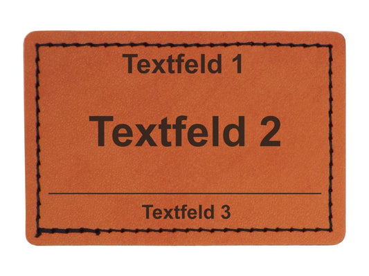 Kunstlederpatch Form 1, mit echter Naht, zum Heißkleben, ideal für Taschen, Jacken, Mützen, Schultaschen etc., dauerhafte Lasergravur möglich