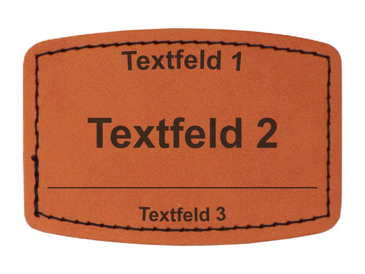 Kunstlederpatch Form 2, mit echter Naht, zum Heißkleben, ideal für Taschen, Jacken, Mützen, Schultaschen etc., dauerhafte Lasergravur möglich