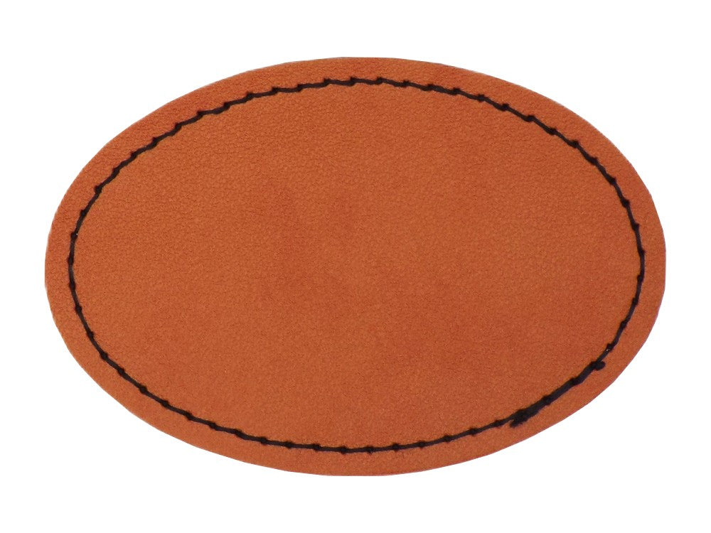 Kunstlederpatch Form 3, mit echter Naht, zum Heißkleben, ideal für Taschen, Jacken, Mützen, Schultaschen etc., dauerhafte Lasergravur möglich