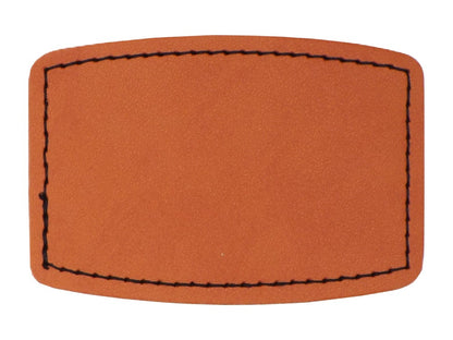 Kunstlederpatch Form 2, mit echter Naht, zum Heißkleben, ideal für Taschen, Jacken, Mützen, Schultaschen etc., dauerhafte Lasergravur möglich